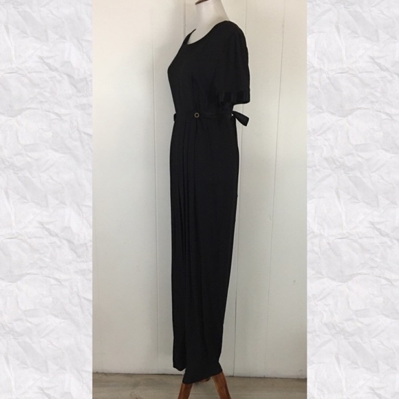 Vintage jumpsuit 80s 90s retro VTG EUC black tieback medium small full length - Picture 7 of 14